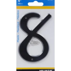 Hillman 4 in. Black Plastic Nail-On Number 8 1 pc (Pack of 10)
