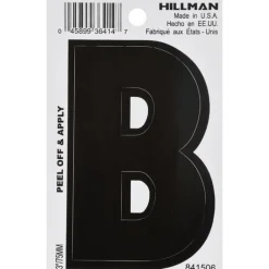 Hillman 3 in. Black Vinyl Self-Adhesive Letter B 1 pc (Pack of 6)