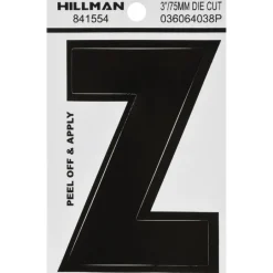 Hillman 3 in. Black Vinyl Self-Adhesive Letter Z 1 pc (Pack of 6)