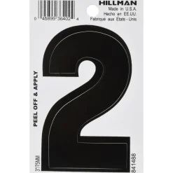 Hillman 3 in. Black Vinyl Self-Adhesive Number 2 1 pc (Pack of 6)