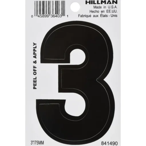Hillman 3 in. Black Vinyl Self-Adhesive Number 4 1 pc (Pack of 6)