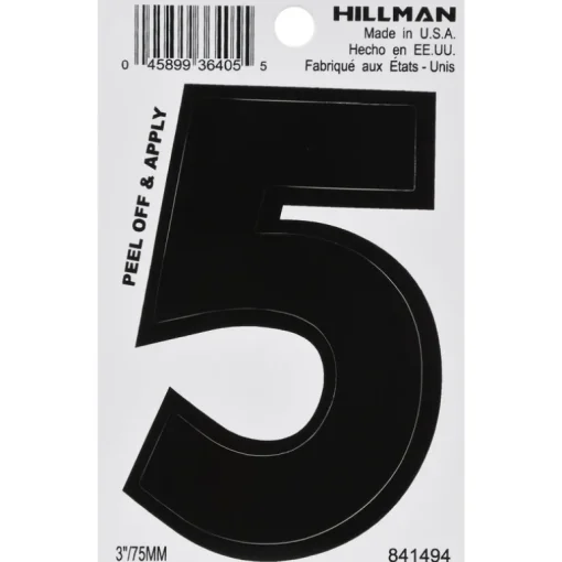 Hillman 3 in. Black Vinyl Self-Adhesive Number 6 1 pc (Pack of 6)