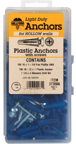 Hillman .19 in. D X 1 in. L Plastic Pan Head Conical Anchor Kit 201 pk