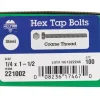 HILLMAN 1/4 in. D X 1-1/2 in. L Zinc Plated Steel Hex Tap Bolt 1 pk