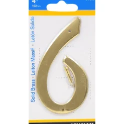 Hillman 4 in. Gold Brass Nail-On Number 6 1 pc (Pack of 3)