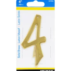 Hillman 4 in. Gold Brass Nail-On Number 4 1 pc (Pack of 3)