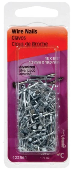 Hillman 1 in. L Wire Galvanized Steel Nail Smooth Shank Flat (Pack of 6)
