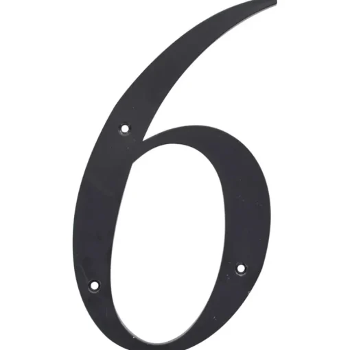 Hillman 6 in. Reflective Black Plastic Nail-On Number 6 1 pc (Pack of 3)