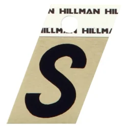 Hillman 1.5 in. Reflective Black Metal Self-Adhesive Letter S 1 pc (Pack of 6)