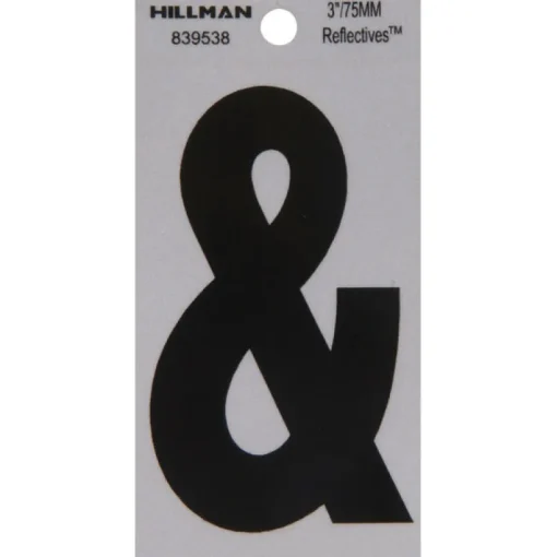 Hillman 3 in. Reflective Black Mylar Self-Adhesive Special Character Ampersand 1 pc (Pack of 6)
