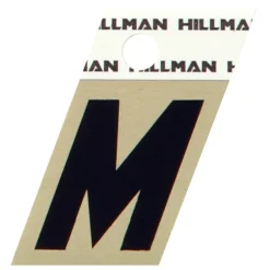 Hillman 1.5 in. Reflective Black Metal Self-Adhesive Letter M 1 pc (Pack of 6)