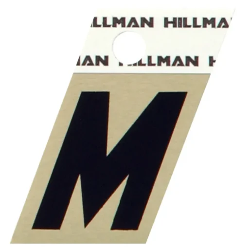 Hillman 1.5 in. Reflective Black Metal Self-Adhesive Letter M 1 pc (Pack of 6)