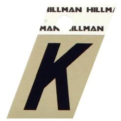 Hillman 1.5 in. Reflective Black Metal Self-Adhesive Letter K 1 pc (Pack of 6)
