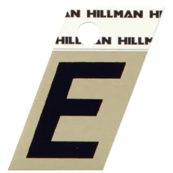 Hillman 1.5 in. Reflective Black Metal Self-Adhesive Letter E 1 pc (Pack of 6)