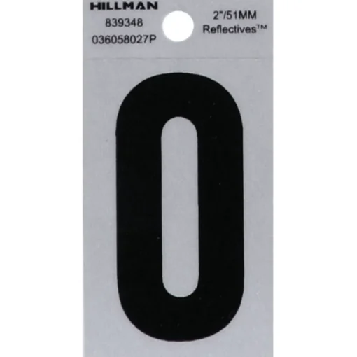 Hillman 2 in. Reflective Black Mylar Self-Adhesive Letter O 1 pc (Pack of 6)