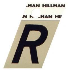 Hillman 1.5 in. Reflective Black Metal Self-Adhesive Letter R 1 pc (Pack of 6)