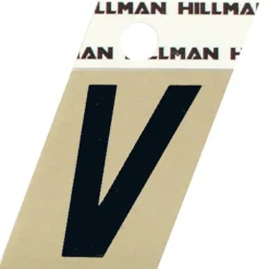 Hillman 1.5 in. Reflective Black Metal Self-Adhesive Letter V 1 pc (Pack of 6)