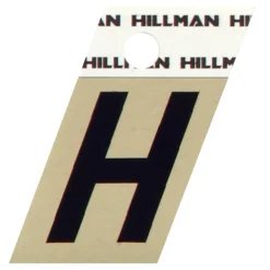 Hillman 1.5 in. Reflective Black Metal Self-Adhesive Letter H 1 pc (Pack of 6)
