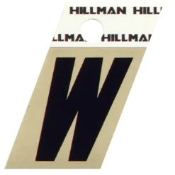 Hillman 1.5 in. Reflective Black Metal Self-Adhesive Letter W 1 pc (Pack of 6)