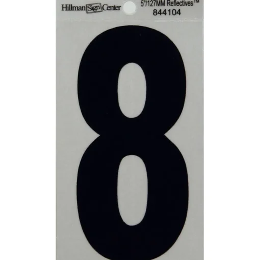 Hillman 5 in. Reflective Black Mylar Self-Adhesive Number 8 1 pc (Pack of 6)