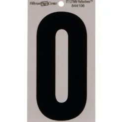 Hillman 5 in. Reflective Black Mylar Self-Adhesive Number 0 1 pc (Pack of 6)