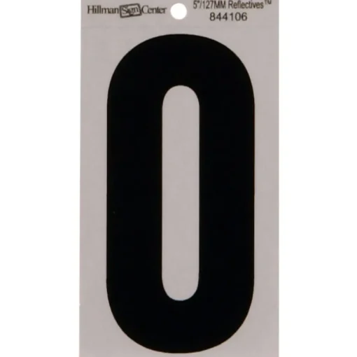 Hillman 5 in. Reflective Black Mylar Self-Adhesive Number 0 1 pc (Pack of 6)