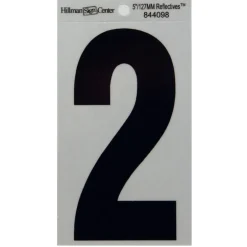 Hillman 5 in. Reflective Black Mylar Self-Adhesive Number 2 1 pc (Pack of 6)