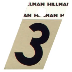 Hillman 1.5 in. Reflective Black Metal Self-Adhesive Number 3 1 pc (Pack of 6)