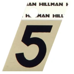 Hillman 1.5 in. Reflective Black Metal Self-Adhesive Number 5 1 pc (Pack of 6)