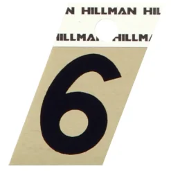 Hillman 1.5 in. Reflective Black Metal Self-Adhesive Number 6 1 pc (Pack of 6)