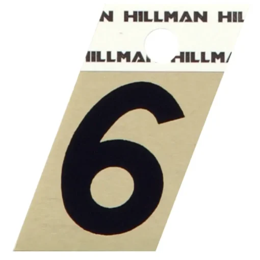 Hillman 1.5 in. Reflective Black Metal Self-Adhesive Number 6 1 pc (Pack of 6)