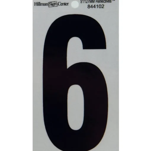 Hillman 5 in. Reflective Black Mylar Self-Adhesive Number 6 1 pc (Pack of 6)