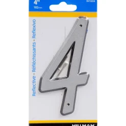 Hillman 4 in. Reflective Silver Plastic Nail-On Number 4 1 pc (Pack of 3)