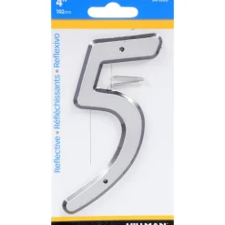 Hillman 4 in. Reflective Silver Plastic Nail-On Number 5 1 pc (Pack of 3)