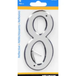 Hillman 4 in. Reflective Silver Plastic Nail-On Number 8 1 pc (Pack of 3)