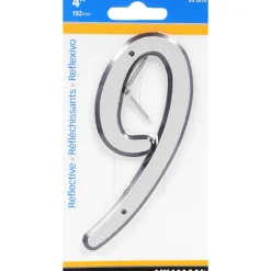 Hillman 4 in. Reflective Silver Plastic Nail-On Number 9 1 pc (Pack of 3)