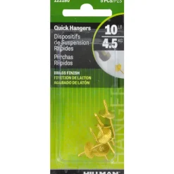 Hillman AnchorWire Brass-Plated Brass Quick Hanger 10 lb. One Piece 5 pk (Pack of 10)