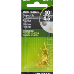 Hillman AnchorWire Brass-Plated Brass Quick Hanger 10 lb. One Piece 5 pk (Pack of 10)