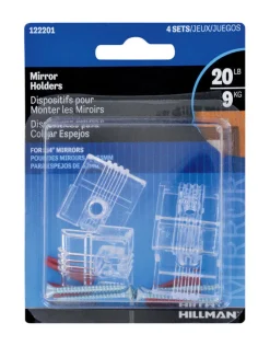 Hillman AnchorWire Plastic Coated Heavy Duty Mirror Holder Kit 4 lb. 4 pk Plastic (Pack of 10)