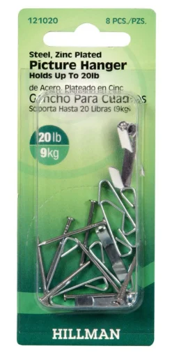 Hillman AnchorWire Silver Conventional Picture Hanger 20 lb. 8 pk (Pack of 10)