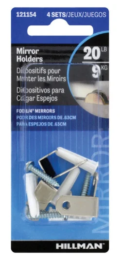 Hillman AnchorWire Silver Hidden Mirror Holder 20 lb. 2 pk (Pack of 10)