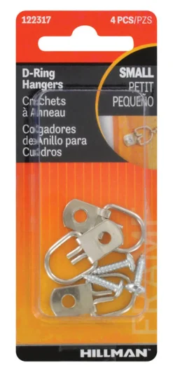Hillman AnchorWire Steel Zinc Small D-Ring Hanger 1 lb. 4 pk (Pack of 10)