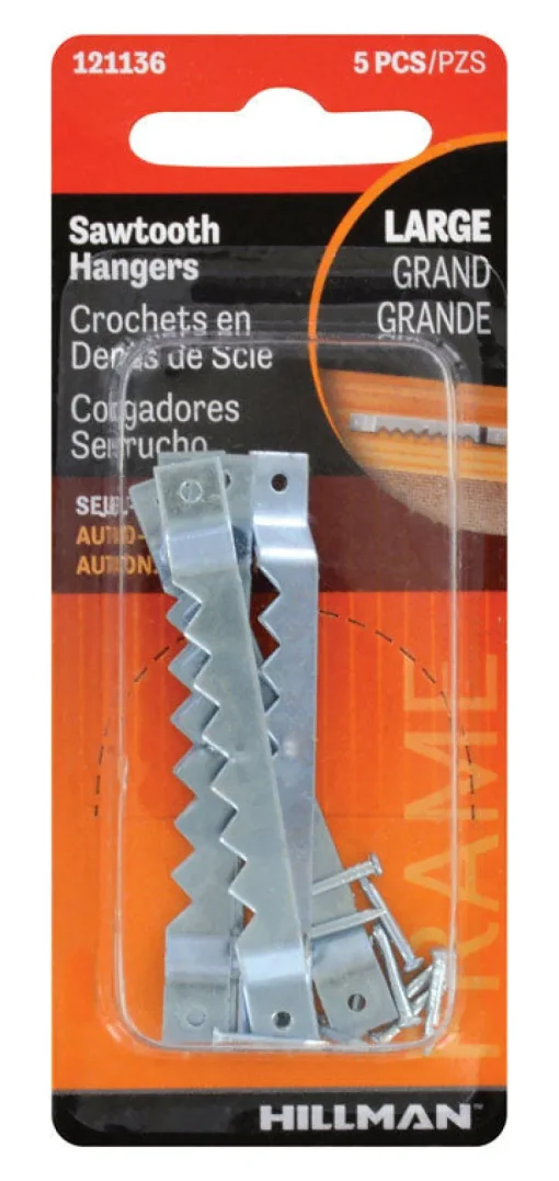 Hillman AnchorWire Steel Zinc Silver Large Self-Leveling Hanger 1 lb. 5 pk (Pack of 10)