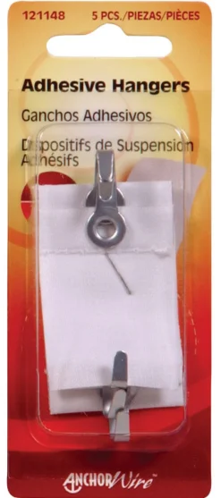 Hillman AnchorWire Steel-Plated White Steel Adhesive Hangers 1-1/2 lb. 5 pk (Pack of 10)