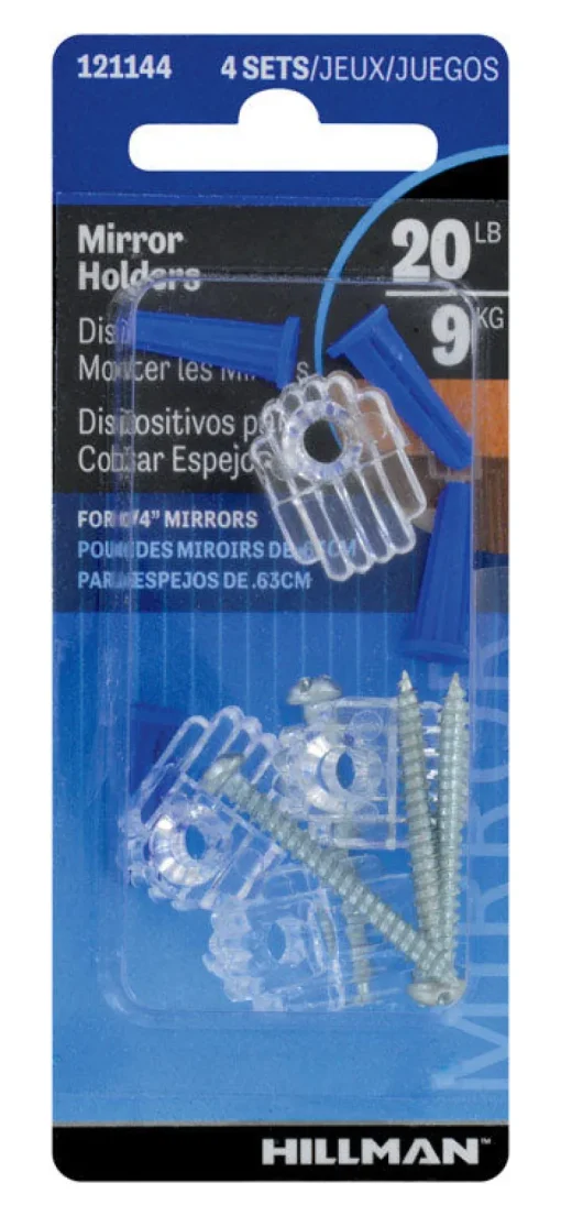 Hillman AnchorWire Steel-Plated Silver Mirror Holder Kit 1 lb. 4 pk (Pack of 10)