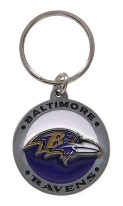 Hillman Baltimore Ravens Metal Silver Decorative Key Chain (Pack of 3)
