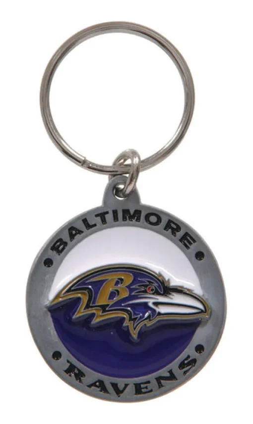 Hillman Baltimore Ravens Metal Silver Decorative Key Chain (Pack of 3)