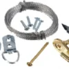 Hillman Brass Braided Wire Extra Heavy Duty Mega Hook Kit 75 lbs. with Built-In Wall Toggle Anchor