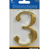 Hillman Distinctions 4 in. Gold Brass Screw-On Number 3 1 pc (Pack of 3)