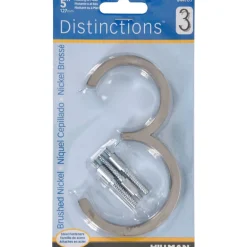 Hillman Distinctions 5 in. Silver Brushed Nickel Screw-On Number 7 1 pc (Pack of 3)